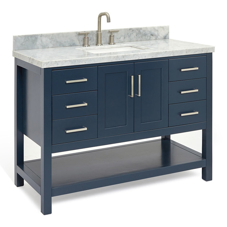Magnolia Midnight Blue 49" Single Bathroom Vanity with Marble Top