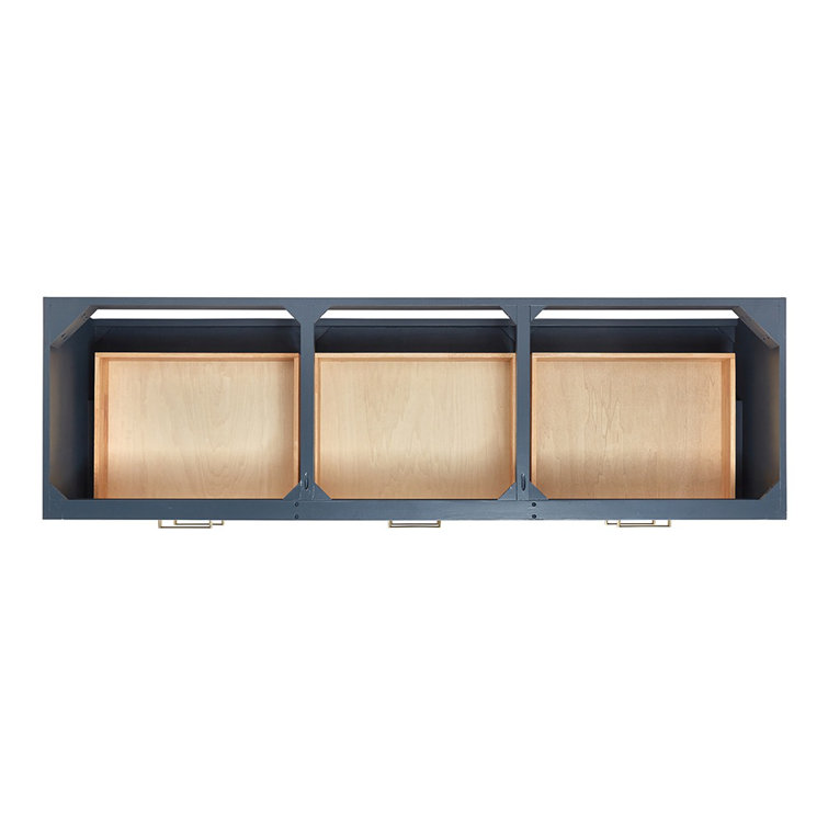 Midnight Blue Wall-Mount Double Vanity with Carrara Marble Top