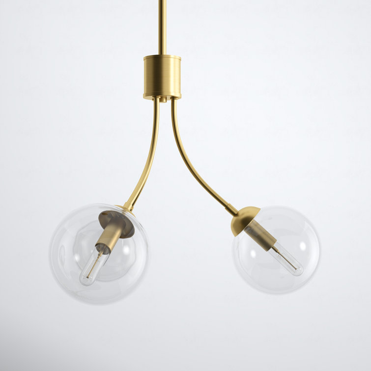 Eclipse Natural Brass 3-Light Globe Chandelier with Clear Glass Shades
