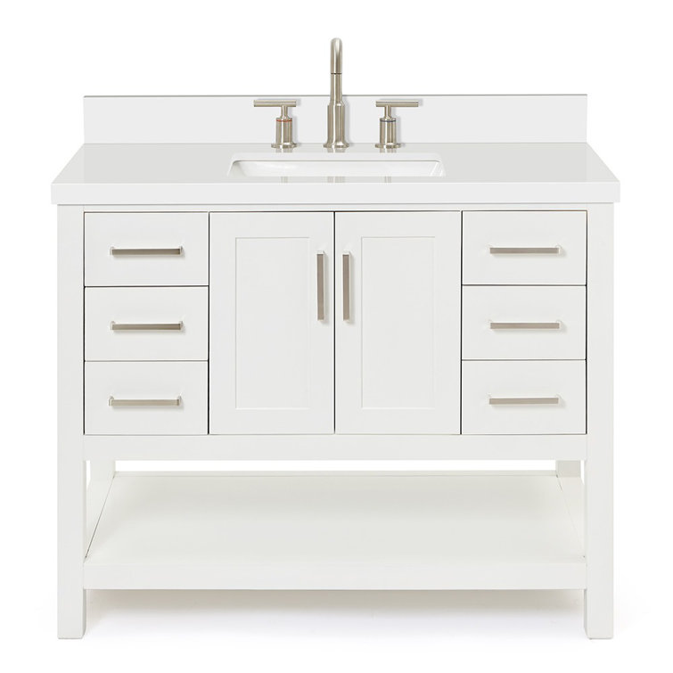 Magnolia White Solid Wood Freestanding Bath Vanity with Quartz Top