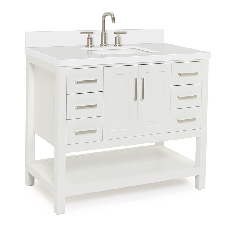 Magnolia White Solid Wood Freestanding Bath Vanity with Quartz Top