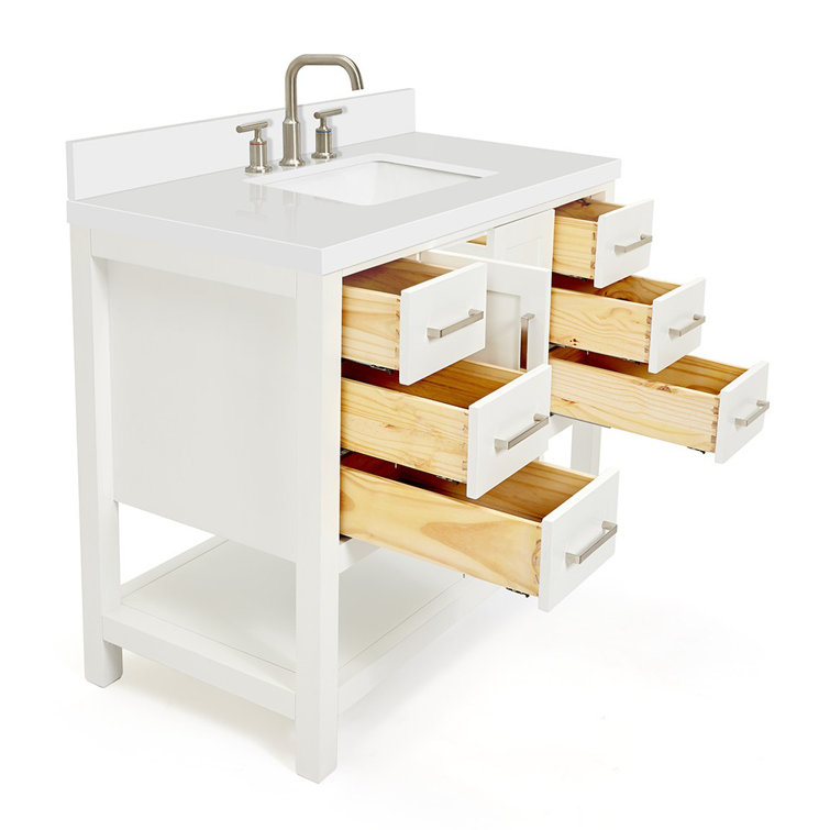 Magnolia White Solid Wood Freestanding Bath Vanity with Quartz Top