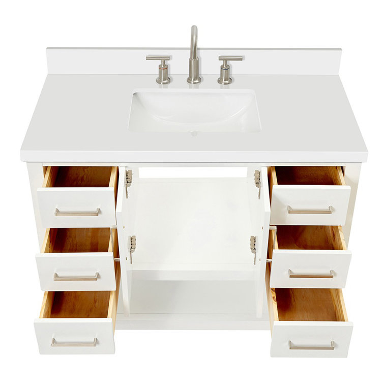 Magnolia White Solid Wood Freestanding Bath Vanity with Quartz Top