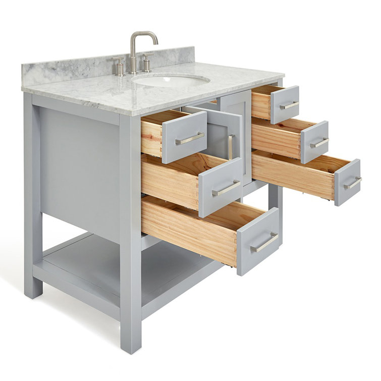 Magnolia 43" Grey Freestanding Vanity with Carrara White Top