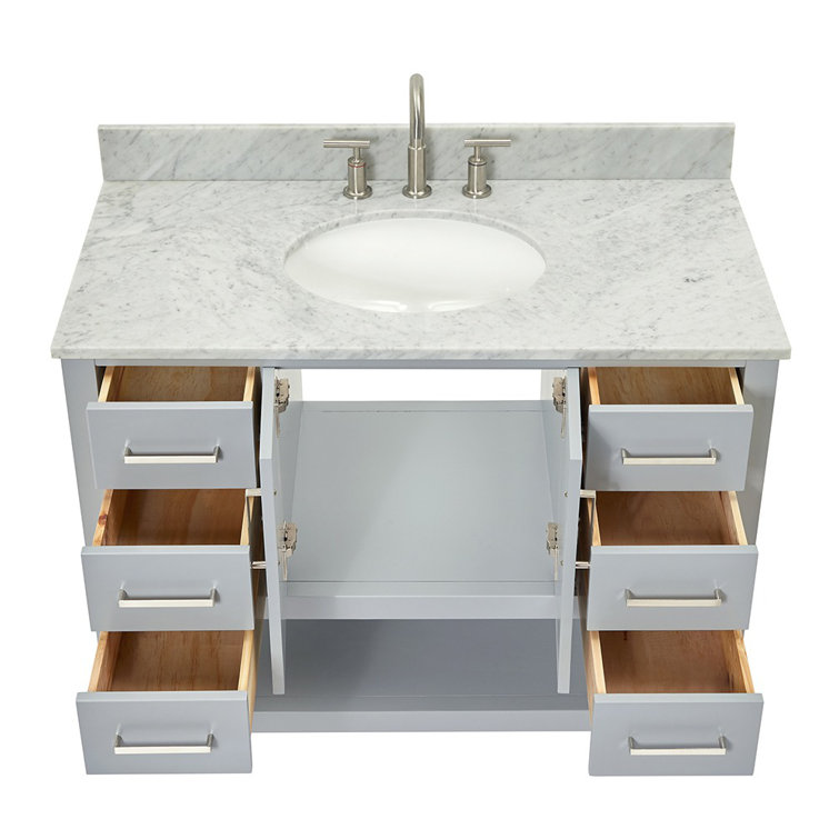 Magnolia 43" Grey Freestanding Vanity with Carrara White Top