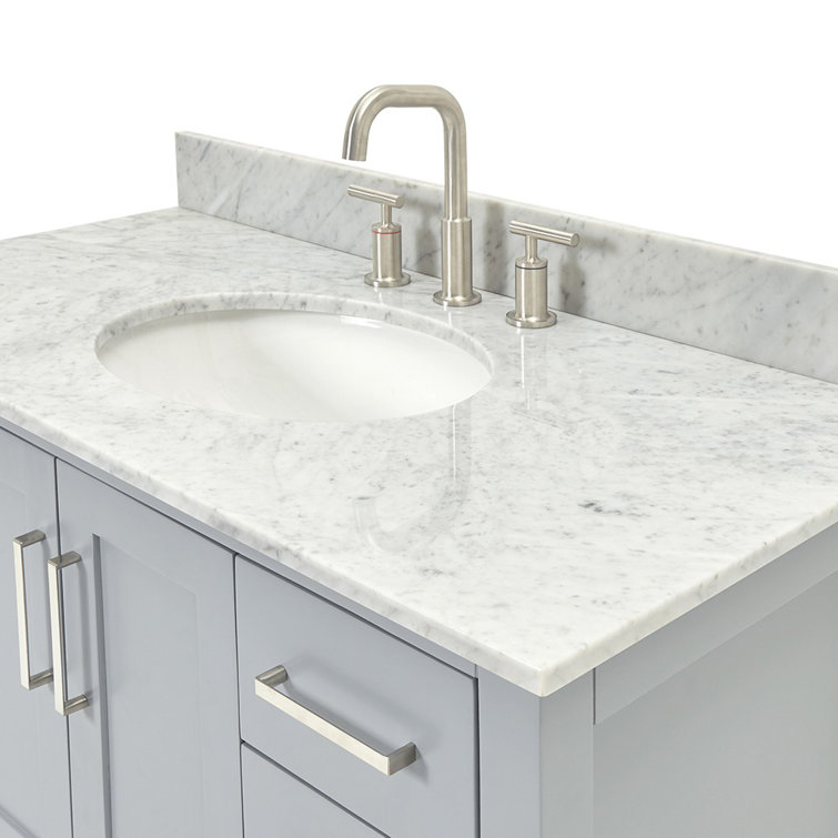 Magnolia 43" Grey Freestanding Vanity with Carrara White Top