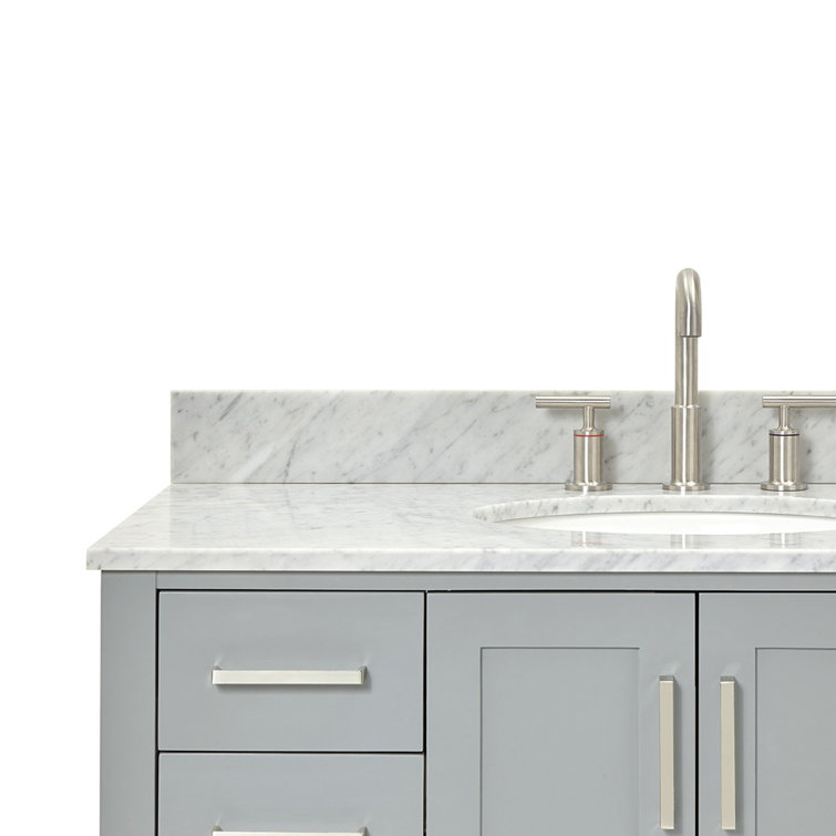 Magnolia 43" Grey Freestanding Vanity with Carrara White Top