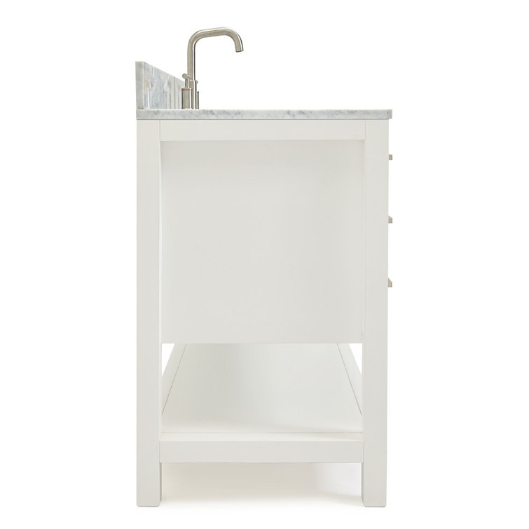 White Freestanding Vanity with Carrara Marble Countertop