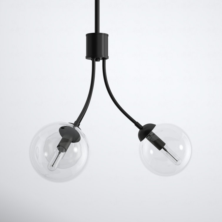 Eclipse Matte Black 3-Light Orb Chandelier with Adjustable Height