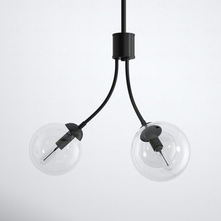 Eclipse Matte Black 3-Light Orb Chandelier with Adjustable Height