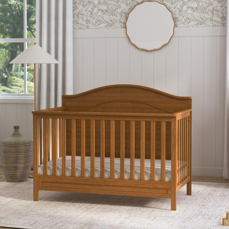 Chestnut Solid Wood 4-in-1 Convertible Crib with Adjustable Heights