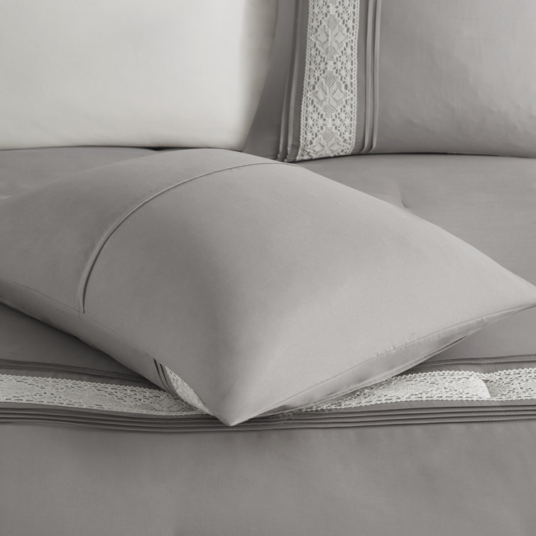 Gray California King Microfiber Comforter Set with Decorative Pillows
