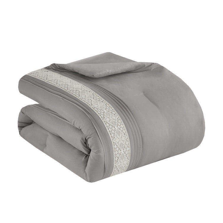 Gray California King Microfiber Comforter Set with Decorative Pillows