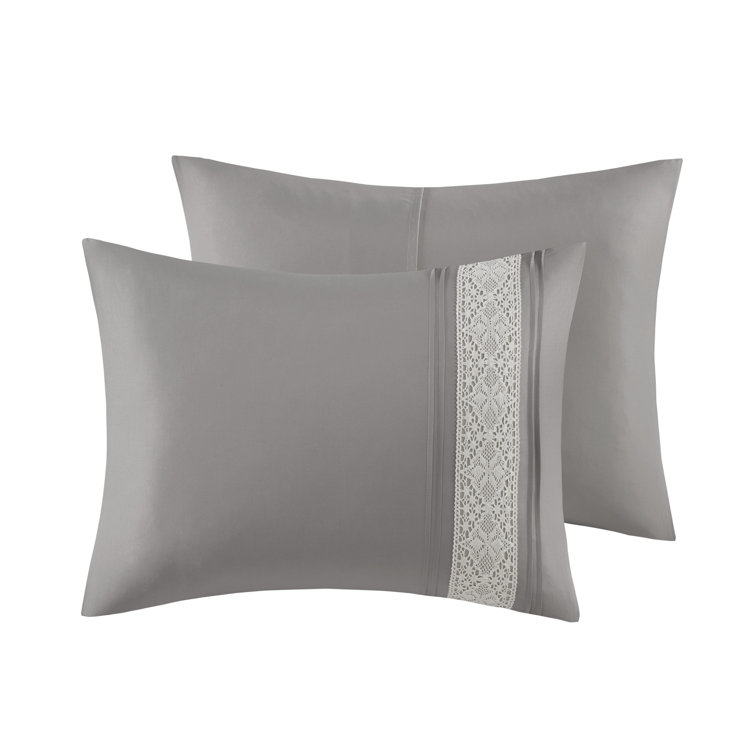 Gray California King Microfiber Comforter Set with Decorative Pillows