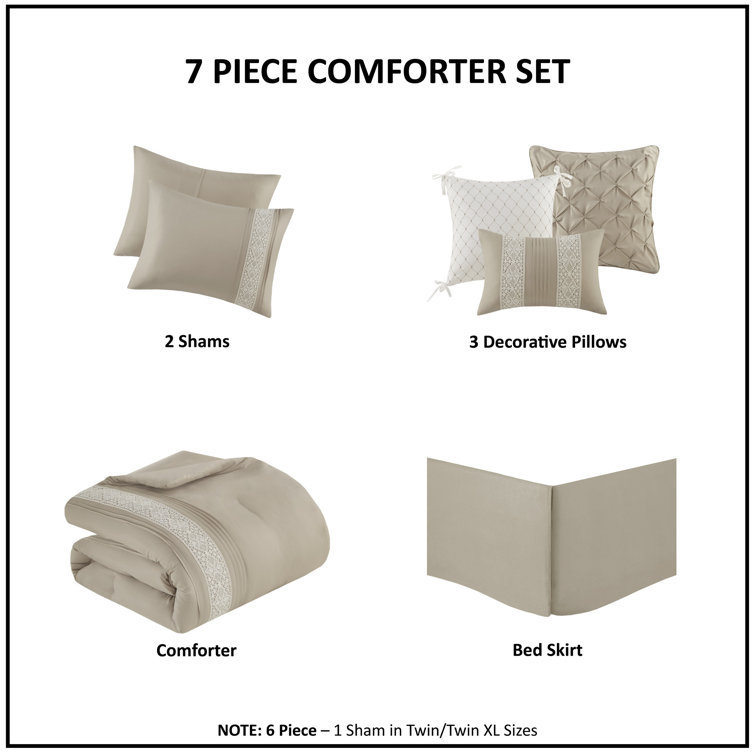 Taupe Queen Microfiber Comforter Set with Decorative Pillows