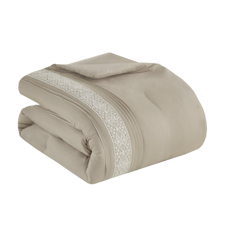 Taupe Queen Microfiber Comforter Set with Decorative Pillows
