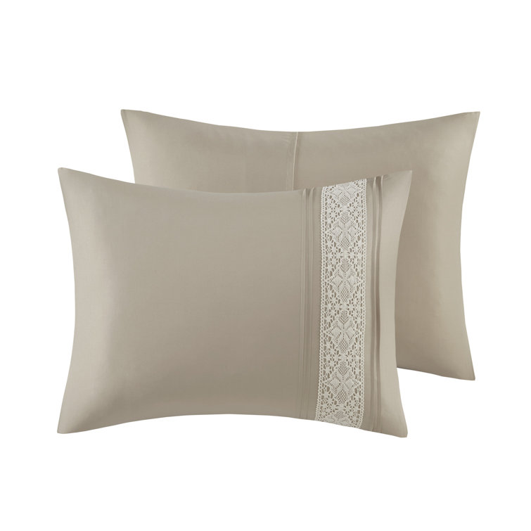Taupe Queen Microfiber Comforter Set with Decorative Pillows