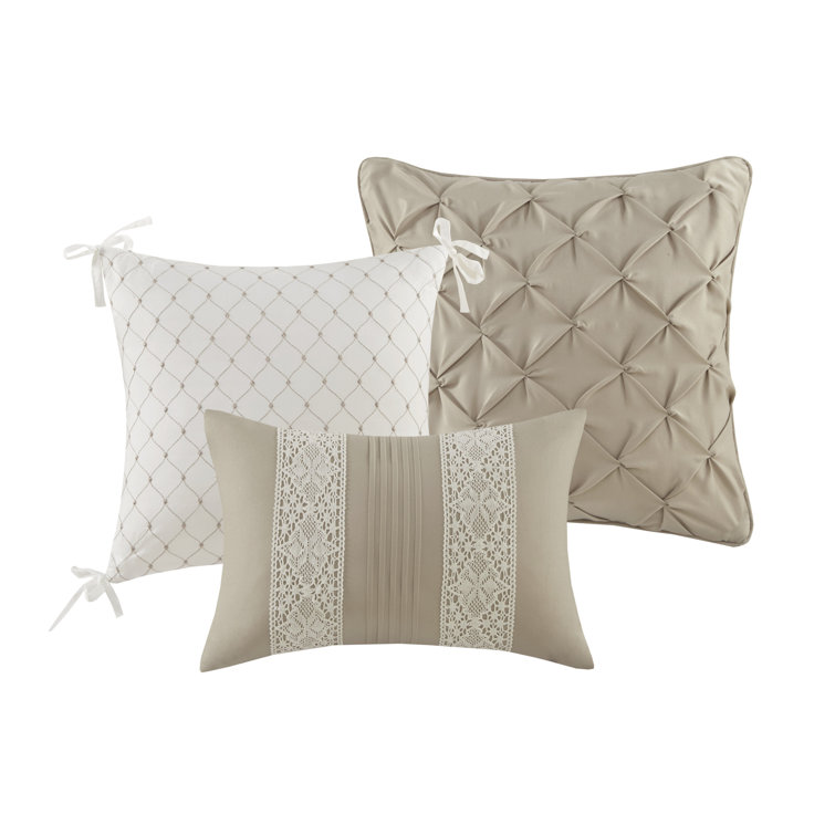 Taupe Queen Microfiber Comforter Set with Decorative Pillows