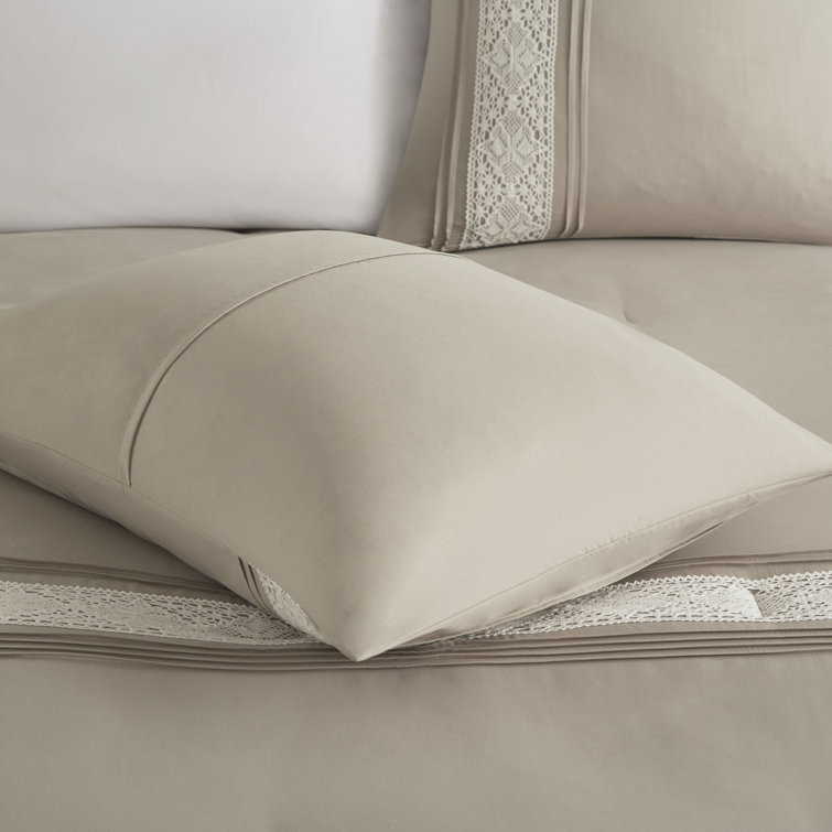 Taupe Queen Microfiber Comforter Set with Decorative Pillows