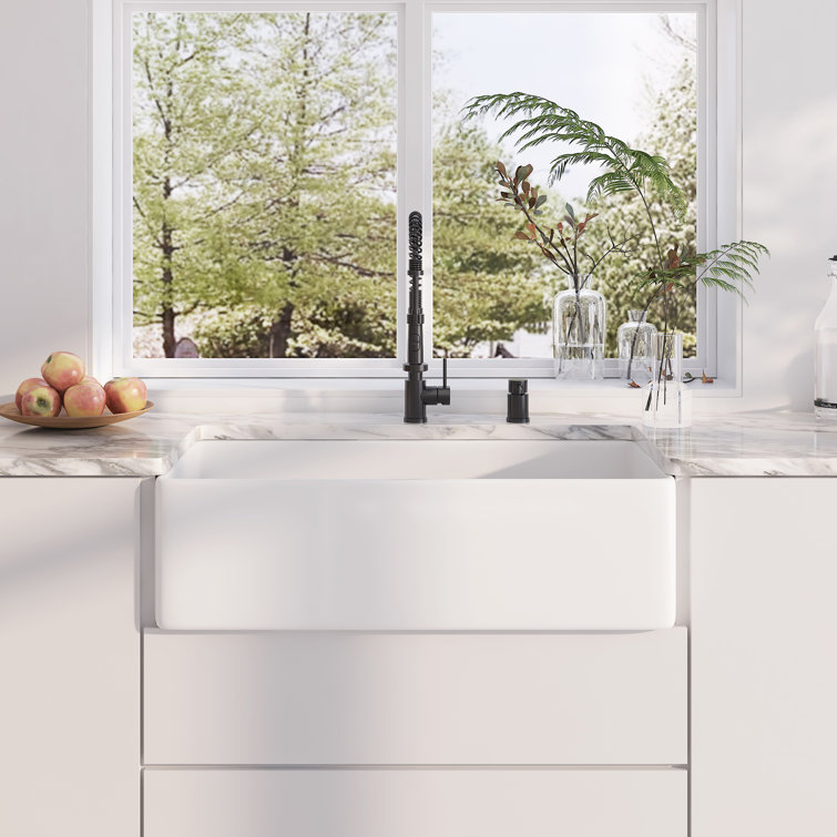 Denbigh 36'' White Fireclay Farmhouse Single Bowl Sink