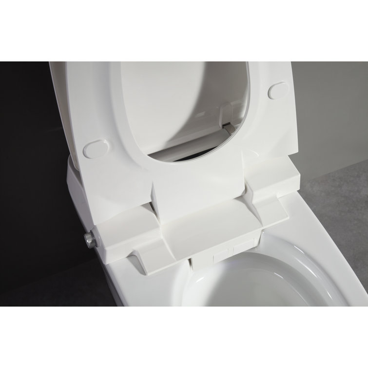 White Ceramic Elongated One-Piece Smart Toilet with Heated Seat