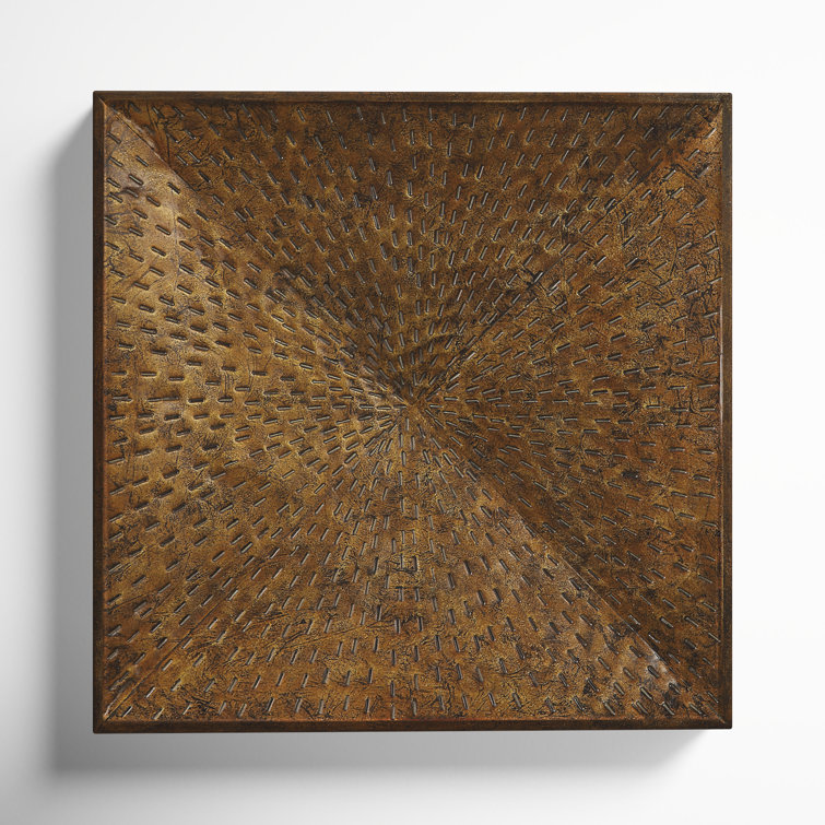 Antiqued Iron Square Wall Sculpture with Pierced Accents