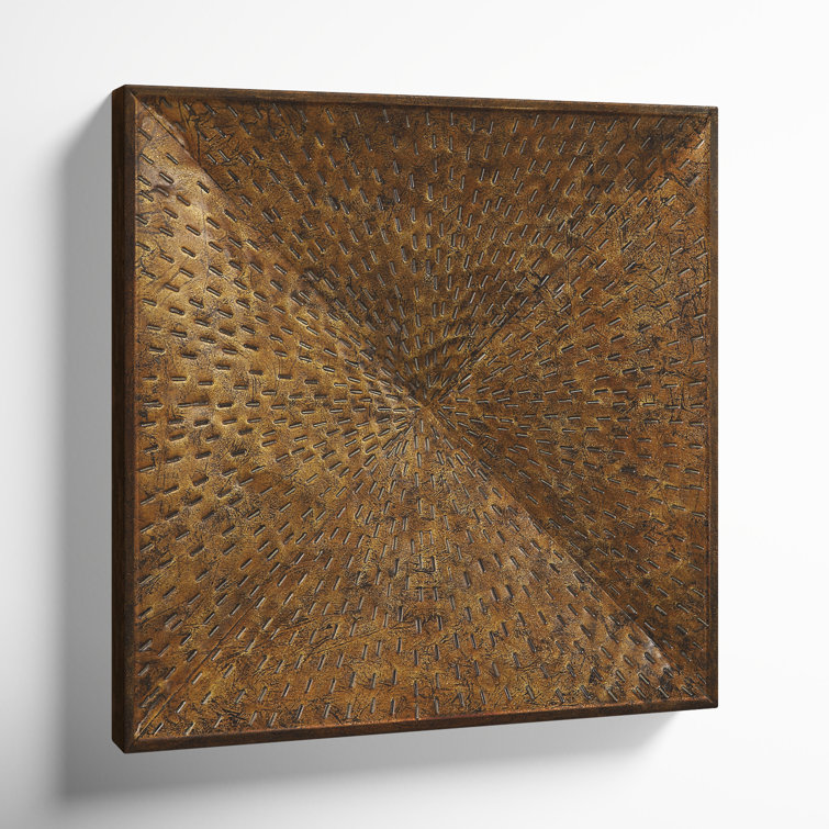 Antiqued Iron Square Wall Sculpture with Pierced Accents