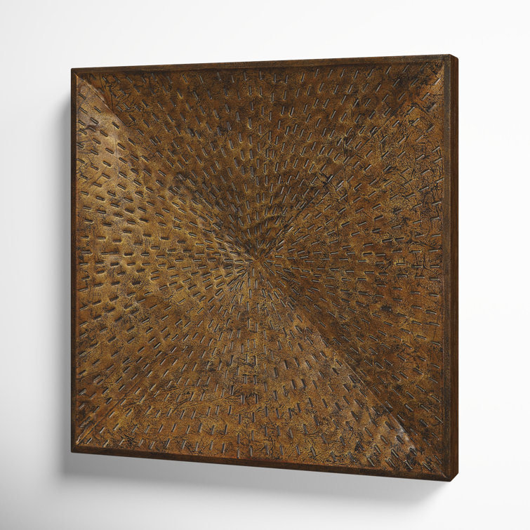 Antiqued Iron Square Wall Sculpture with Pierced Accents