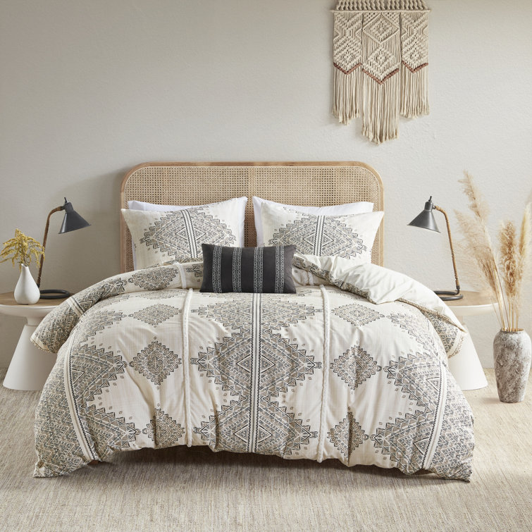 Ibiza Beige and Ivory Boho Chic King Duvet Cover Set