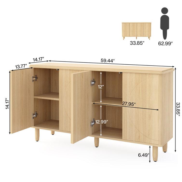 Mangue 59.4'' Light Brown Wood Sideboard