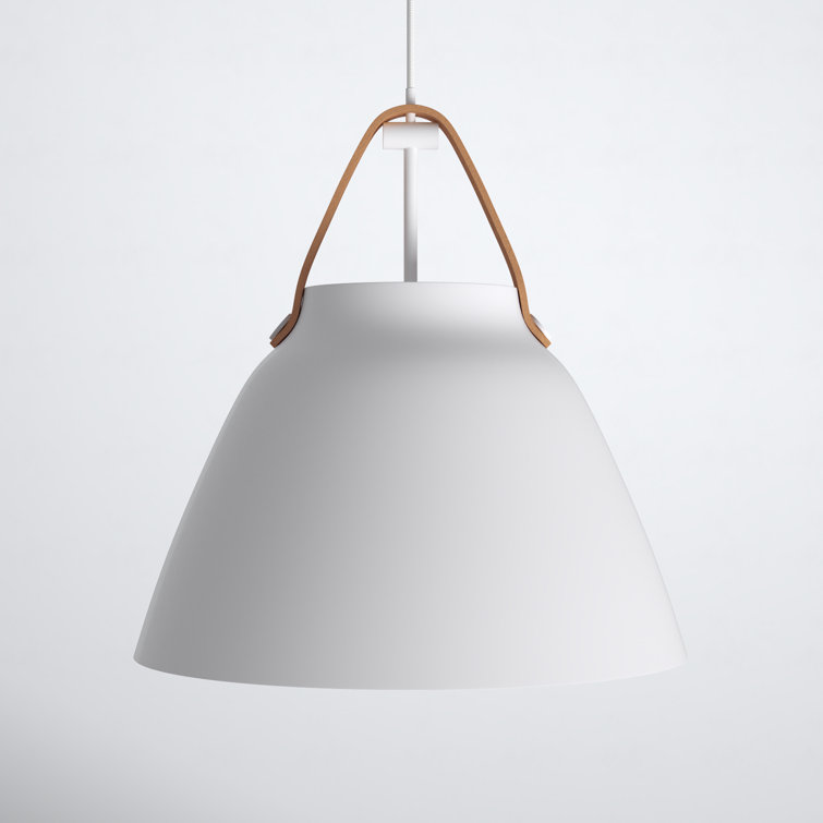 Gianni White and Tan Leather Dome Pendant Light