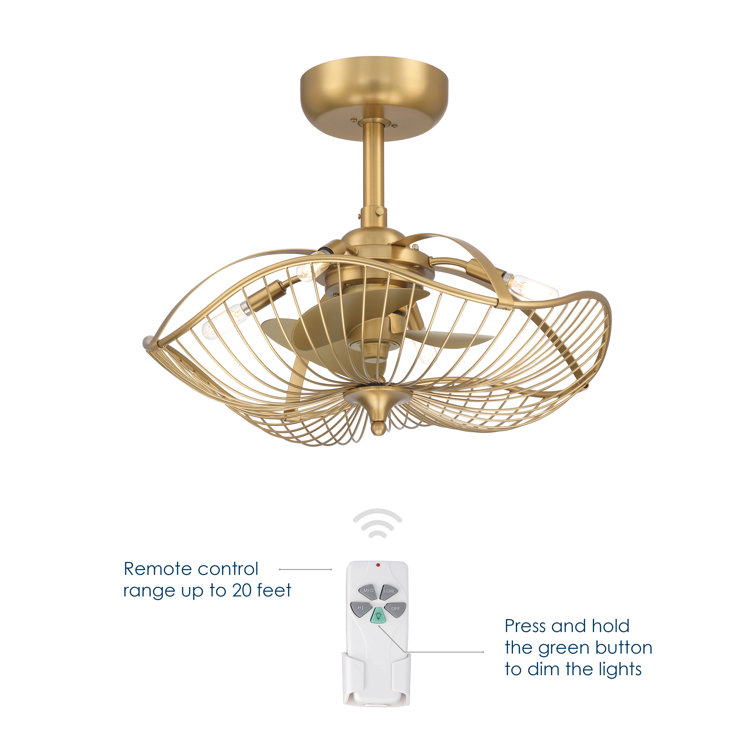 Auri 22'' Aged Brass 3-Blade Ceiling Fan with LED Light