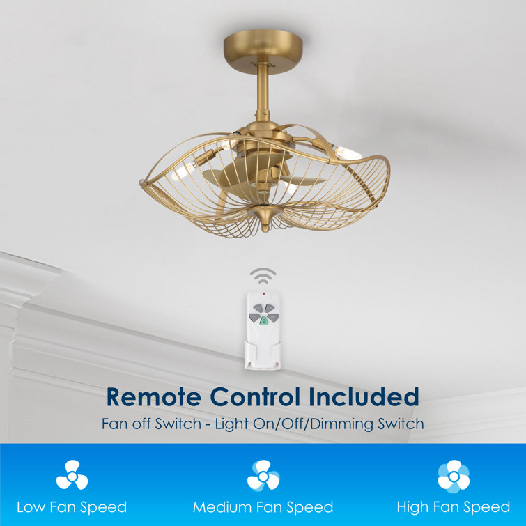 Auri 22'' Aged Brass 3-Blade Ceiling Fan with LED Light