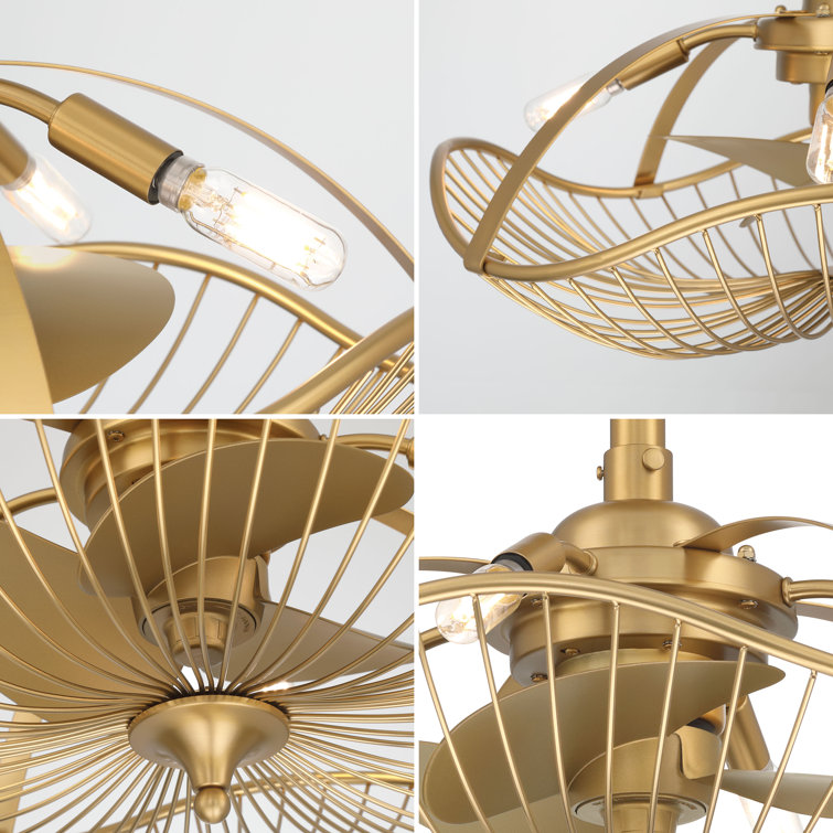 Auri 22'' Aged Brass 3-Blade Ceiling Fan with LED Light