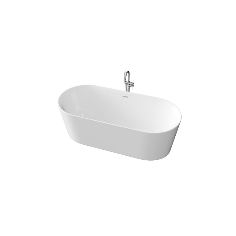 Rejoice 59'' White Acrylic Freestanding Soaking Bathtub