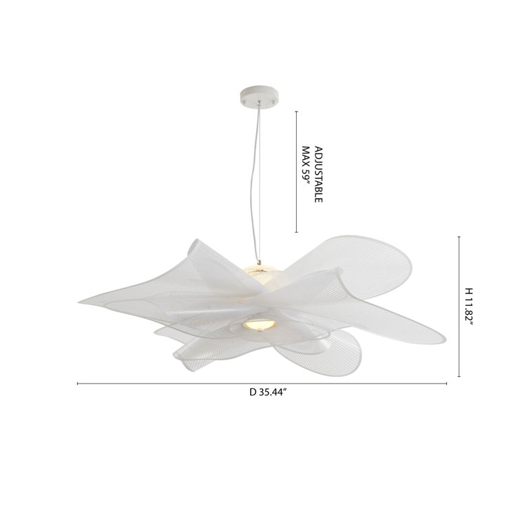 White Metal and PVC LED Chandelier with Adjustable Cord