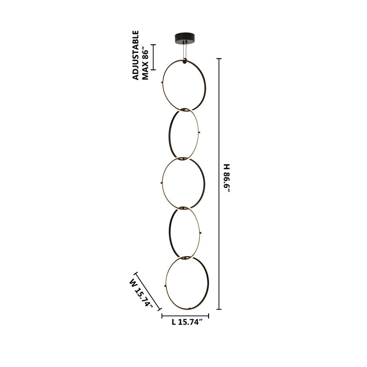 Konnan Black Crystal 5-Light LED Plug-in Chandelier