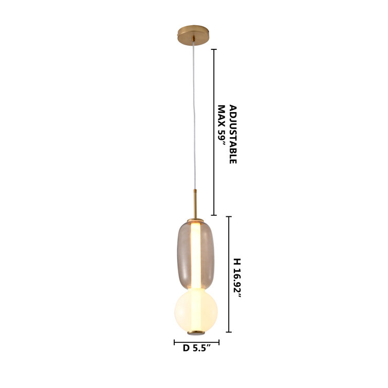 Gold and White Glass LED Pendant Light