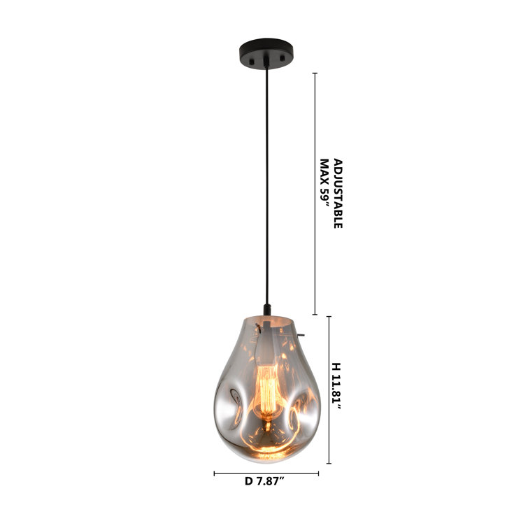 Black and Smoke Glass Jar Pendant Light