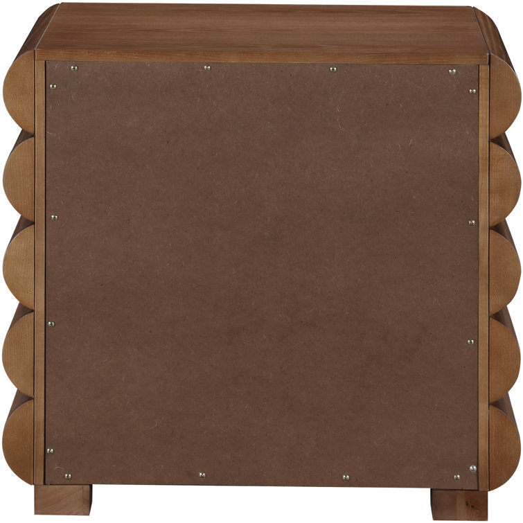 Walnut Fluted 2-Drawer Rectangular Nightstand