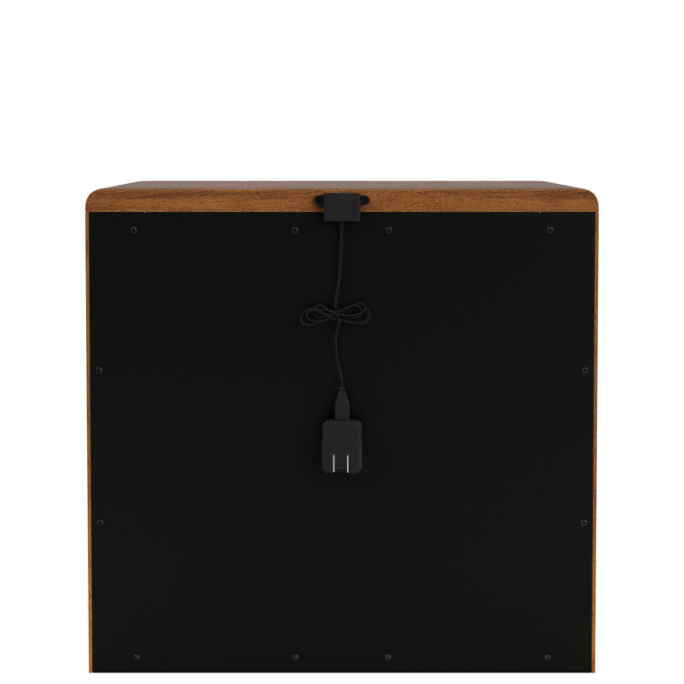 Walnut 2-Drawer Nightstand with Chrome Handles