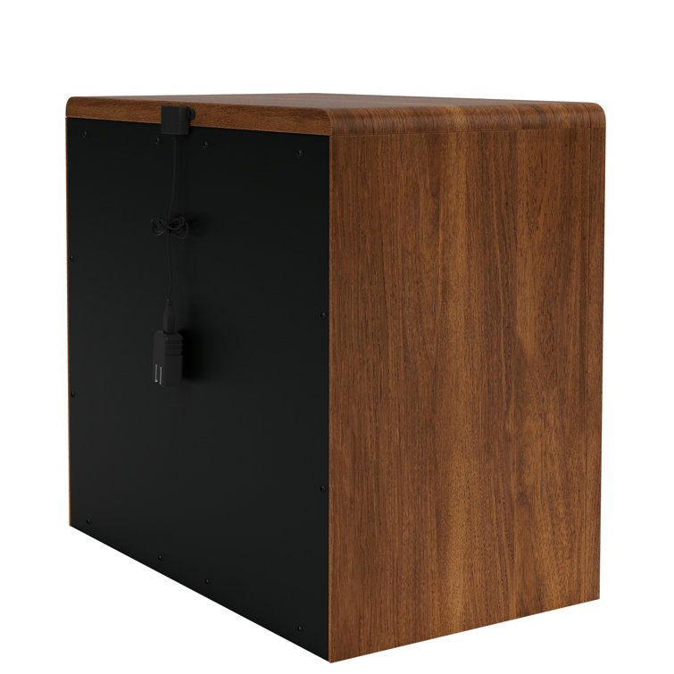 Walnut 2-Drawer Nightstand with Chrome Handles