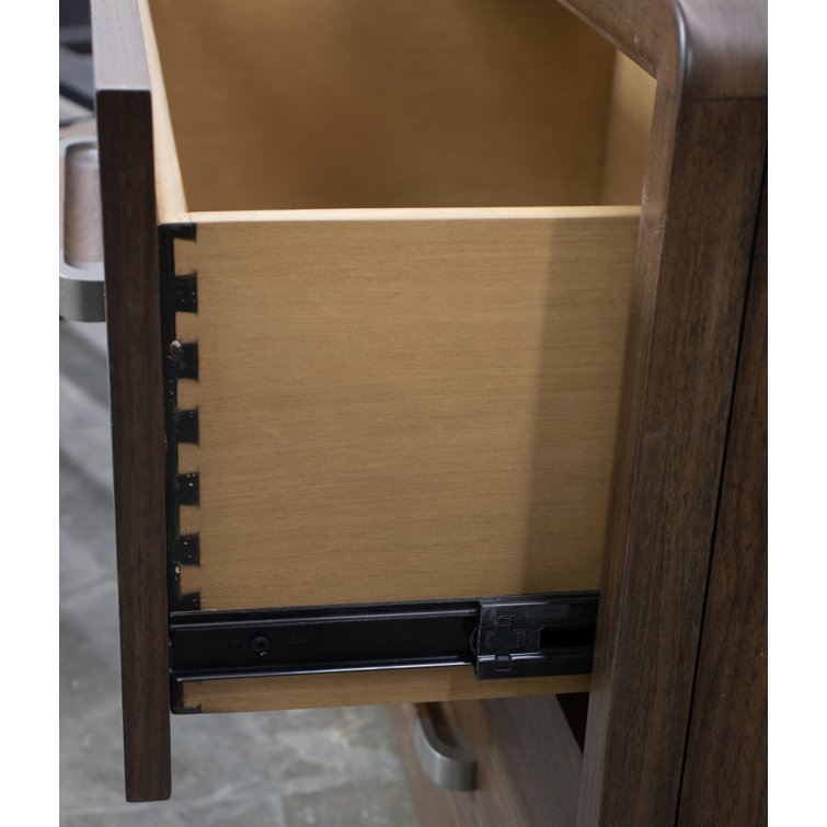 Walnut 2-Drawer Nightstand with Chrome Handles