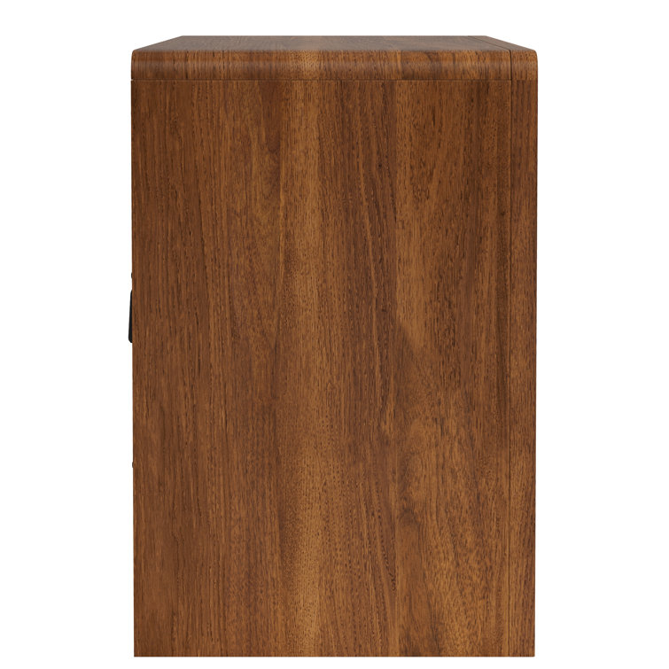 Walnut 2-Drawer Nightstand with Chrome Handles