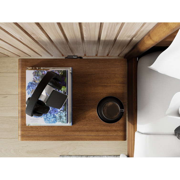 Walnut 2-Drawer Nightstand with Chrome Handles