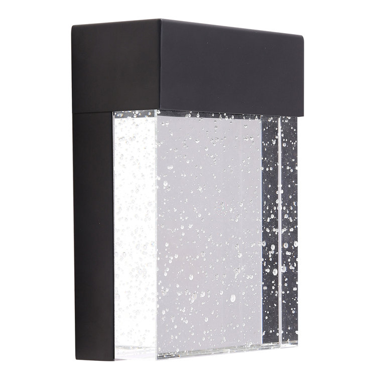 Venecia Matte Black LED Outdoor Wall Light with Clear Seeded Glass