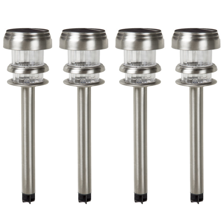 Stainless Steel Solar LED Pathway Light Pack with Dusk to Dawn