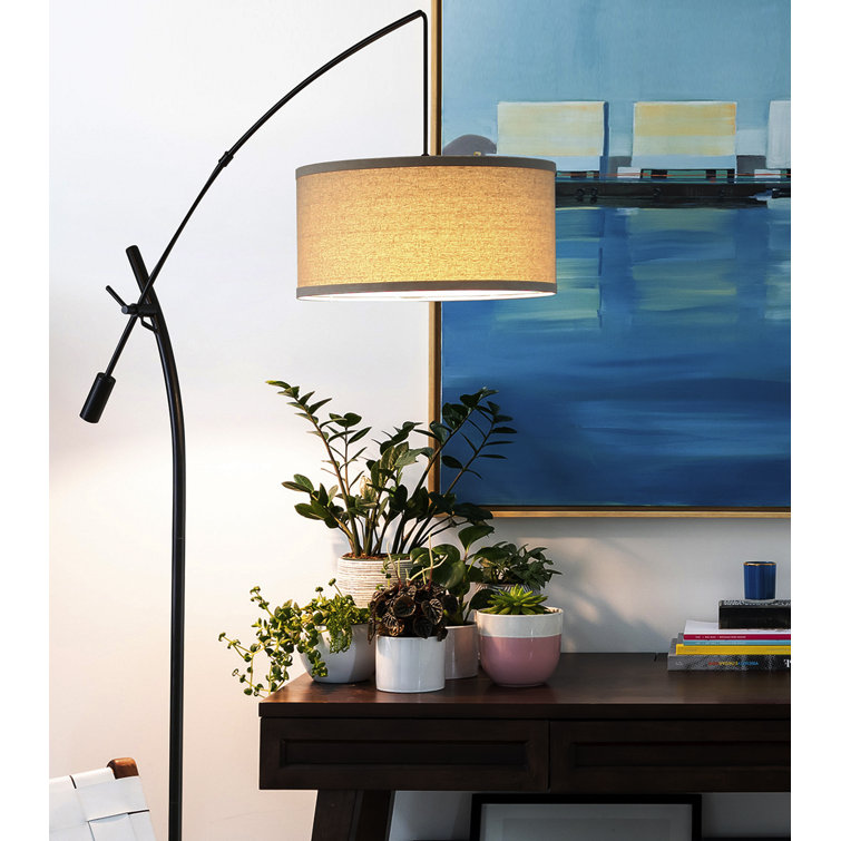 Brightech Grayson Modern Arc LED Floor Lamp - Adjustable Height, Black