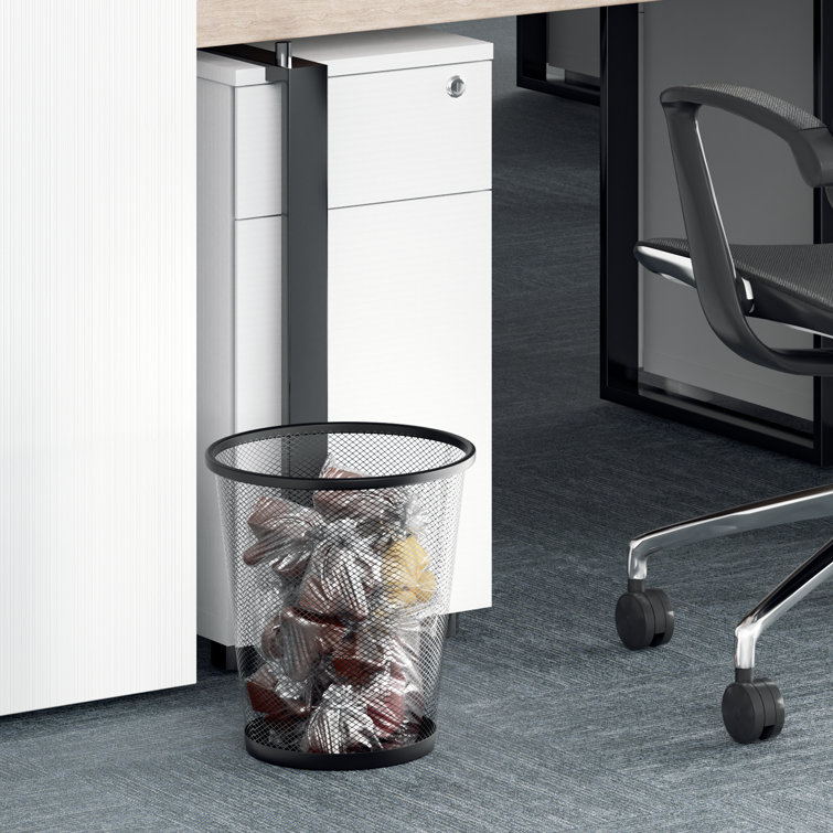 Black Metal Mesh Open-Top Waste Basket Set