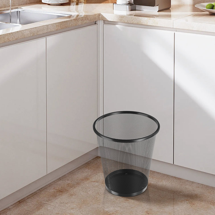 Black Metal Mesh Open-Top Waste Basket Set